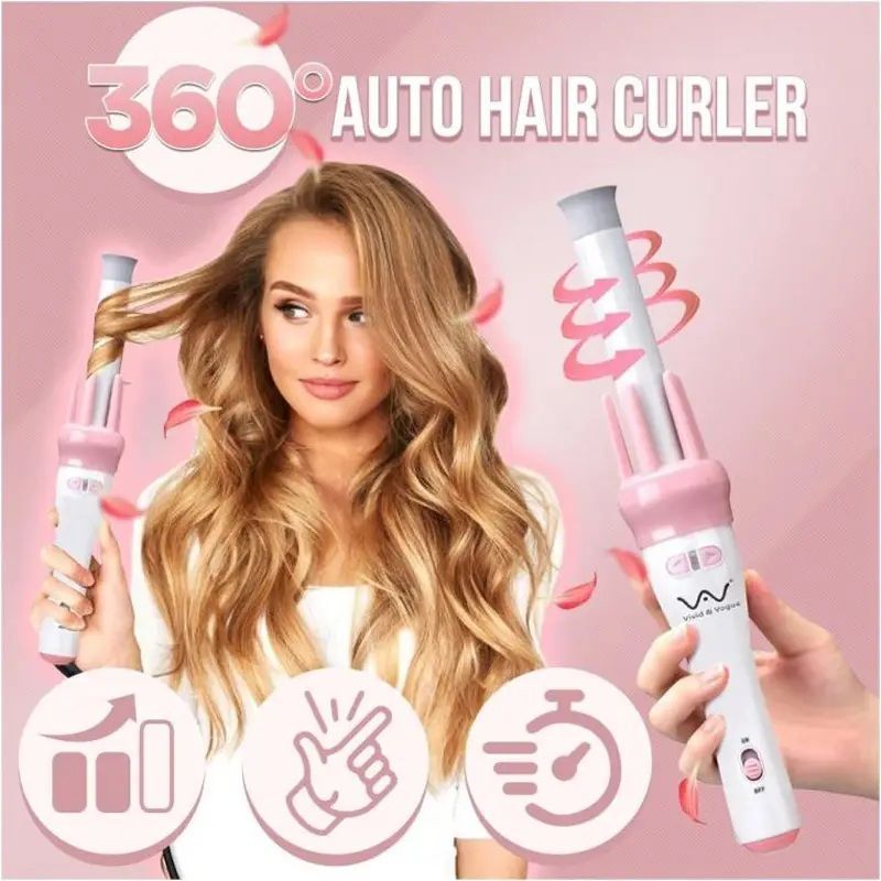 Automatic Hair Curler Spin 360° Rotating Hair Styling Roller Auto Wavy Iron 30s Instant Ceramic Heat Wand - Oshi.pk - Buy & Sell Online