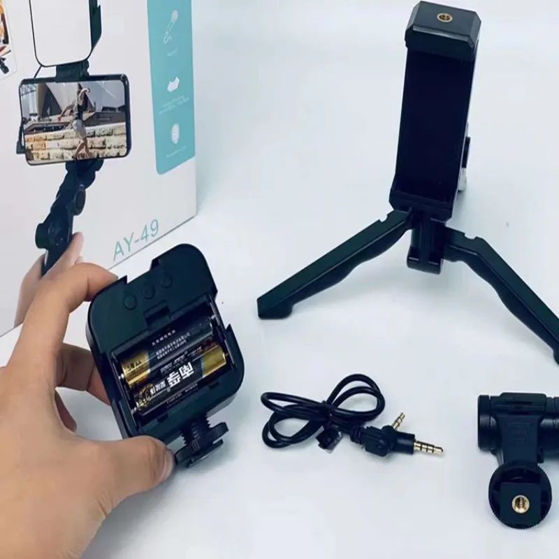 AY-49 Mobile Phone Vlog Selfie Stick Short Video Live Broadcast Fill Light Bracket Video Conference LED Mini Photography Light - Oshi.pk - Buy & Sell Online