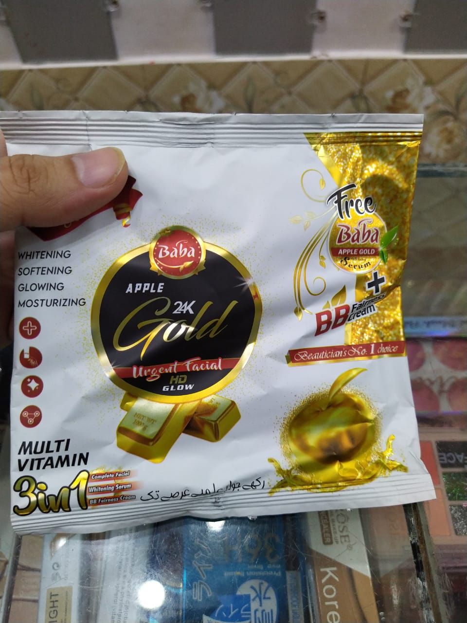 Baba Apple 24K Gold Urgent Facial Sachet HD Glow - Oshi.pk - Buy & Sell Online