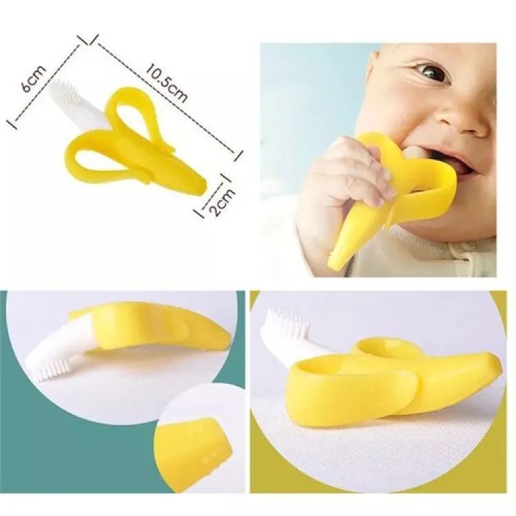 Baby Banana Teether Soothing Pain Relief Soft Baby Teething Toys Baby Toy Banana Molar Tooth Toothbrush Chew Baby Silicone Gum - Oshi.pk - Buy & Sell Online