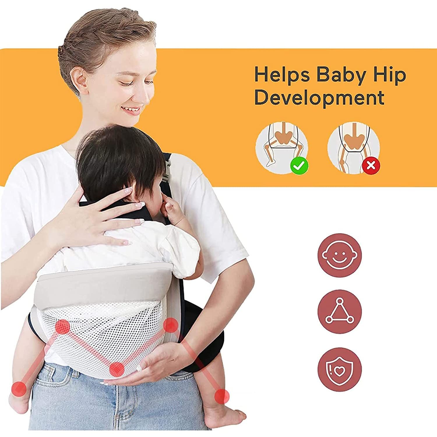 Baby Carrier Ergonomic Baby Sling Strap Adjustable 3D Mesh Baby Carrier Shoulder Straps Newborn Wrap Strap Nursing Baby Sling Breathable Cradle Cuddle - Oshi.pk - Buy & Sell Online