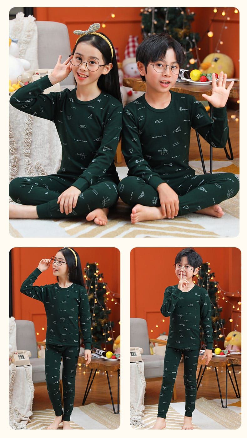 Baby Or Baba Dark Green Printed Full Sleeves T-shirt With Printed Pajama Night Suit for Kids (1 Pcs) - Oshi.pk - Buy & Sell Online