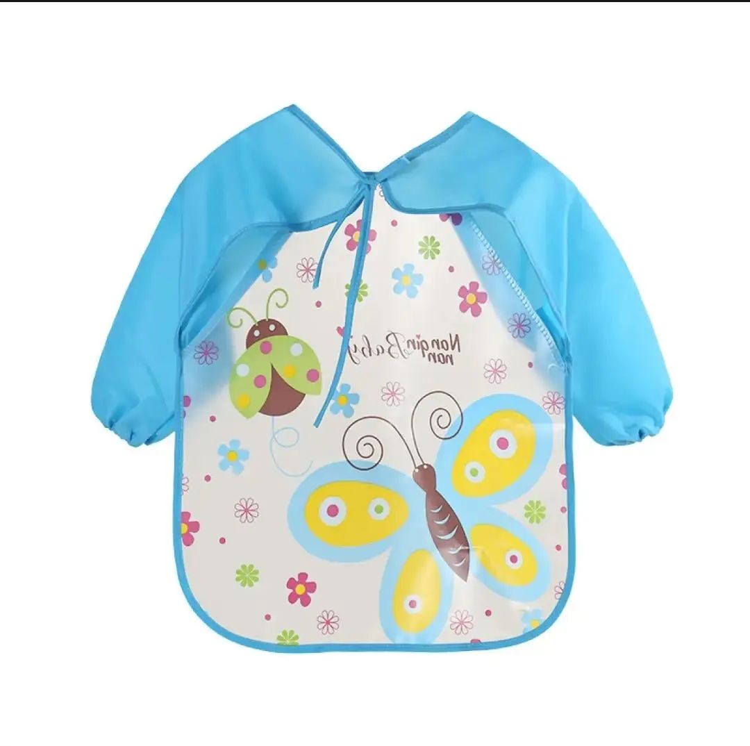 Baby Plastic Full Sleeves Bib Imported Baby Plastic Waterproof Sleeves Baby Bibs Cartoon Long Sleeves Printed Kids Eating feeding Apron - Oshi.pk - Buy & Sell Online