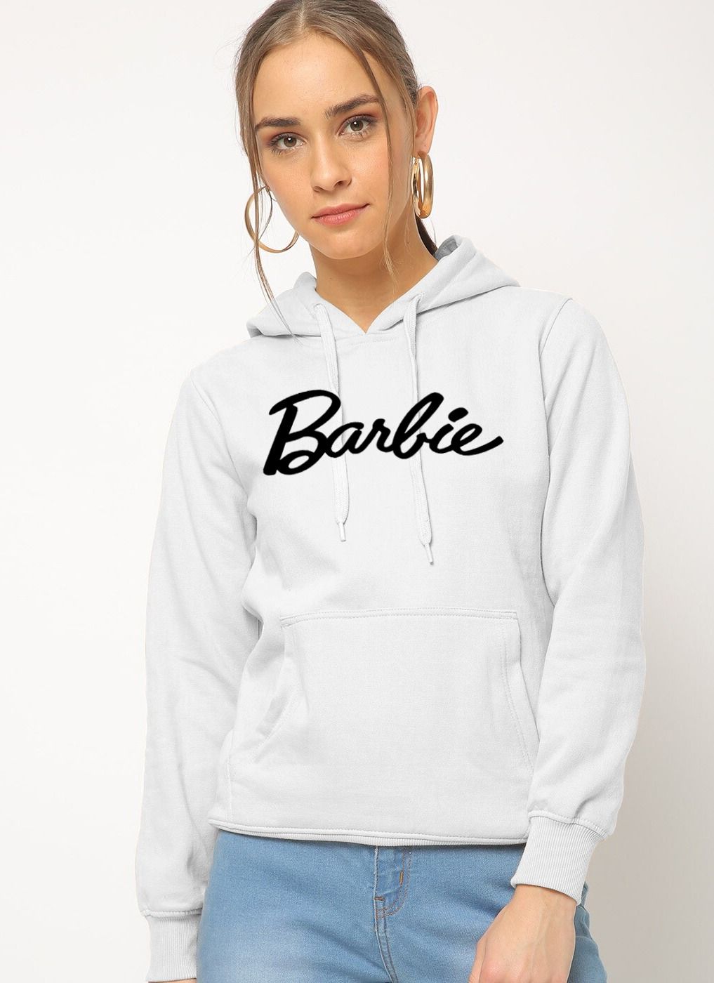Barbie Printed White Hoodie For Women In Export Quality Fabric Guaranteed - Oshi.pk - Buy & Sell Online