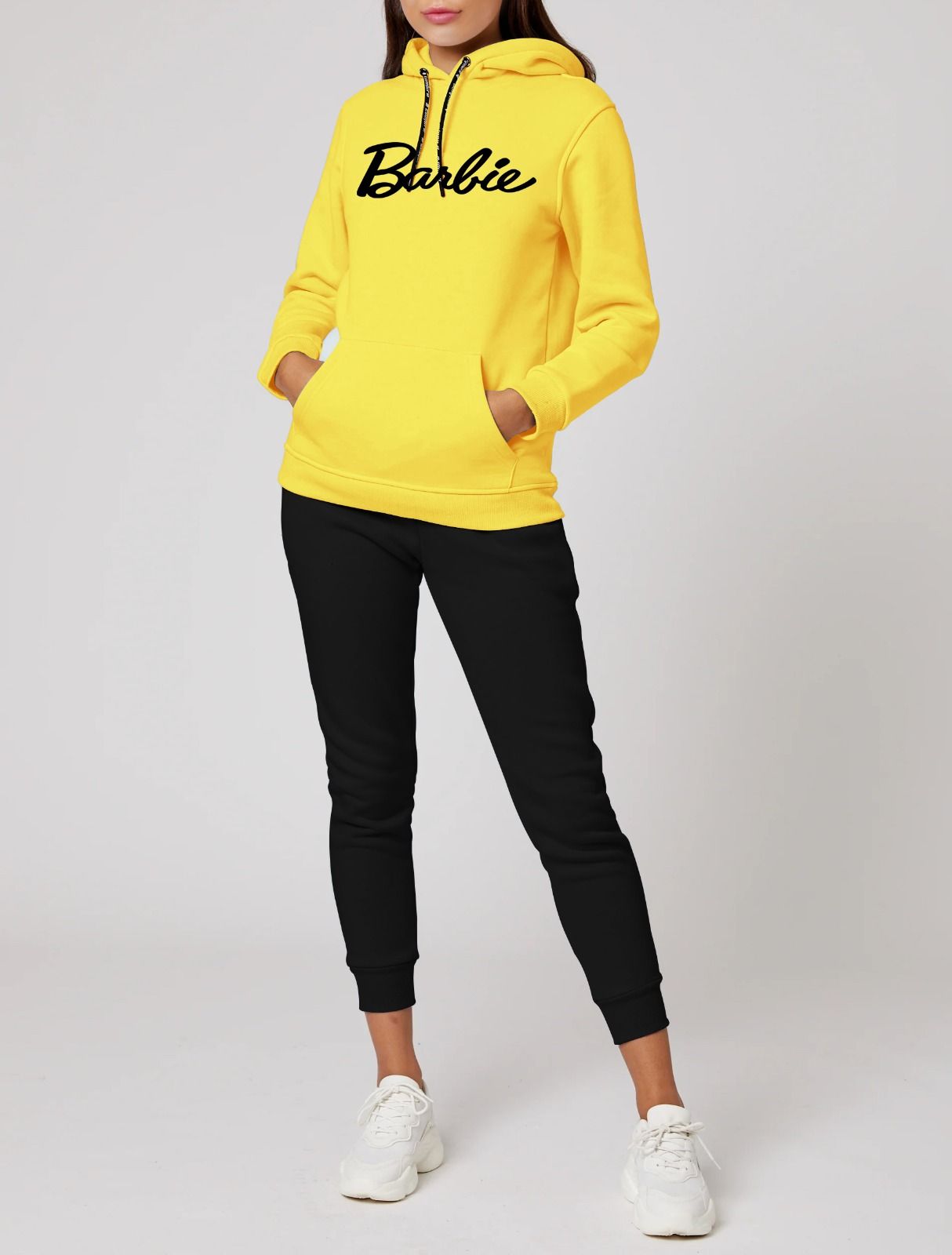 Barbie Yellow Printed Winter Tracksuit With Warm Fleece Hoodie and Trouser For Women - Oshi.pk - Buy & Sell Online