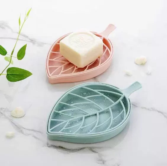 Bathroom Portable Double Layer Soap Box Cute Leaf Shaped Drain Travel Soap Holder - Oshi.pk - Buy & Sell Online
