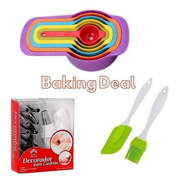 Best Baking Deal 6pcsMeasuring Spoons Set +12pcs Cake Decorating set+ Silicone Brush Spatula Set - Oshi.pk - Buy & Sell Online