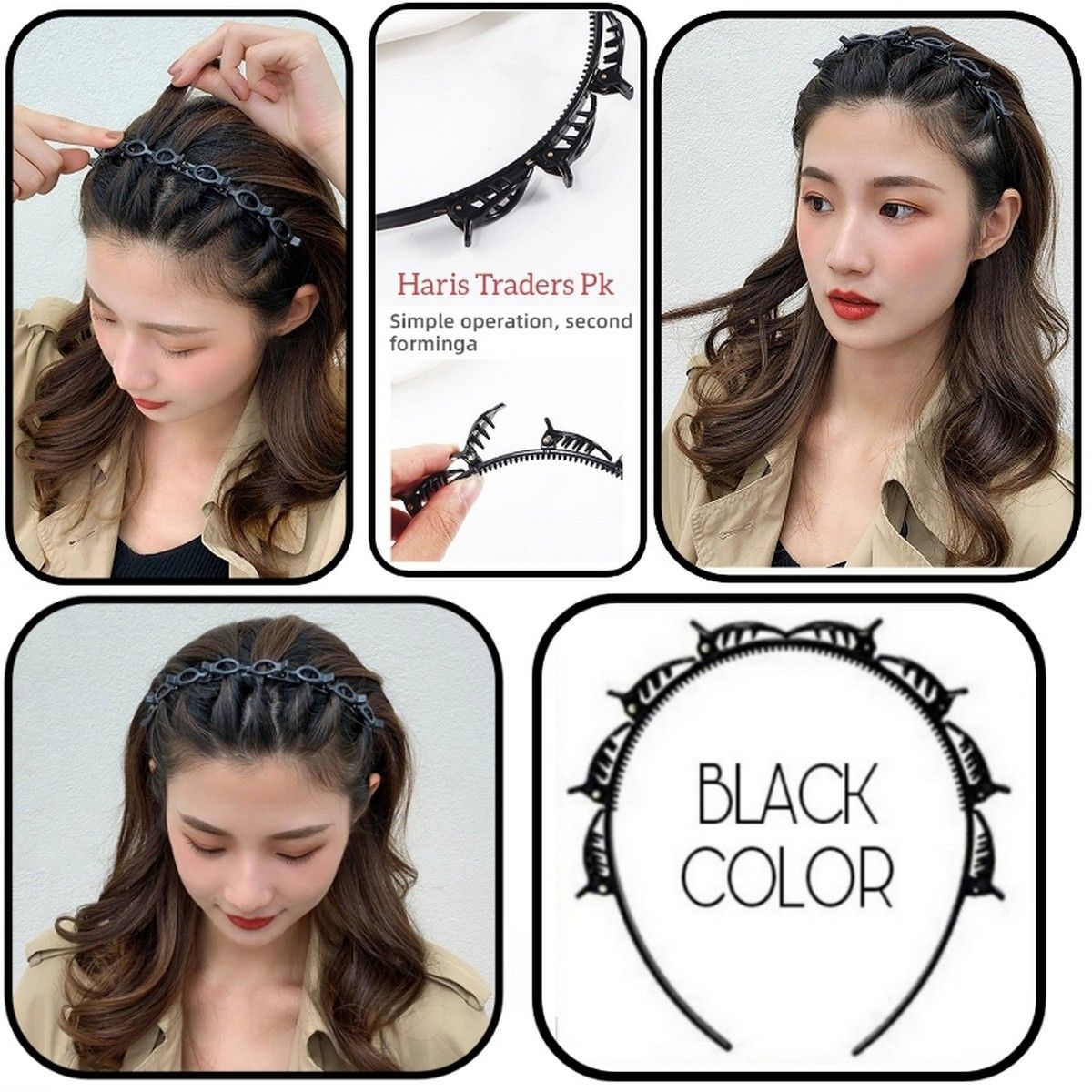black braider hair styleTwister hair band Plait Headband double bangs Hairstyle Hairpin Multi-Layer Hollow Woven Headband - Oshi.pk - Buy & Sell Online