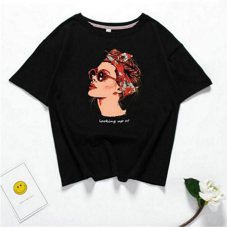 Black Pop Art sketch Printed T-Shirts for Girls & Women's - Oshi.pk - Buy & Sell Online