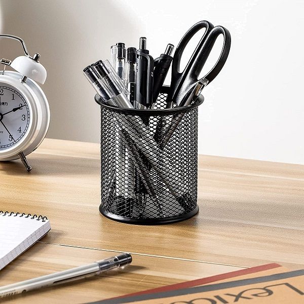 Black Single Round Mesh Metal Pen Pencil Holder Organizer for Home Office - Oshi.pk - Buy & Sell Online