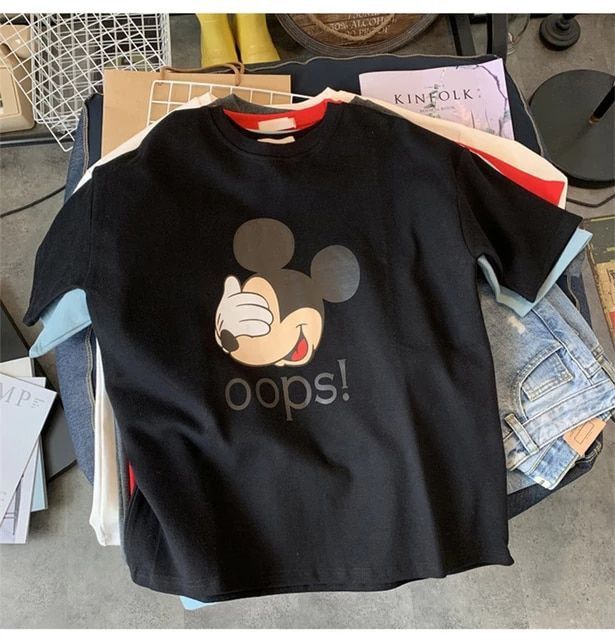 Black T Shirt For Ladies Women & Girls Mickey mouse Printed Round Neck half Sleeves Best Quality For Casual Wear Cotton - Oshi.pk - Buy & Sell Online