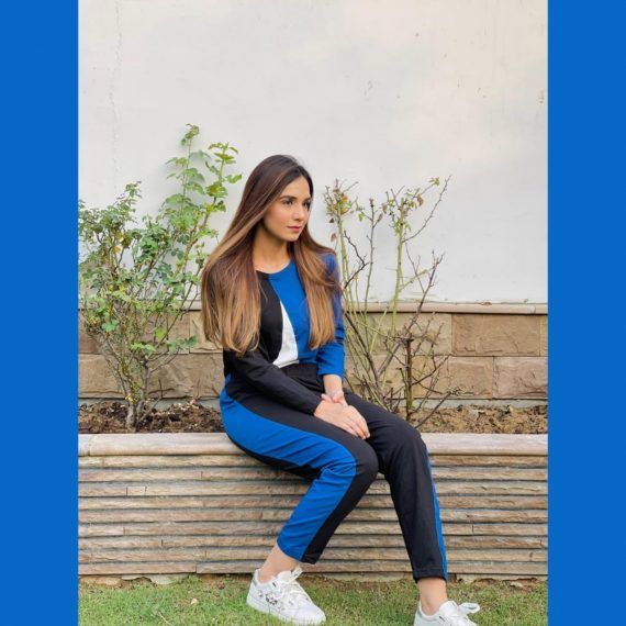 Blue V Shape Panel Half Sleeves T Shirt with Panel Pajama Suit for her - Oshi.pk - Buy & Sell Online