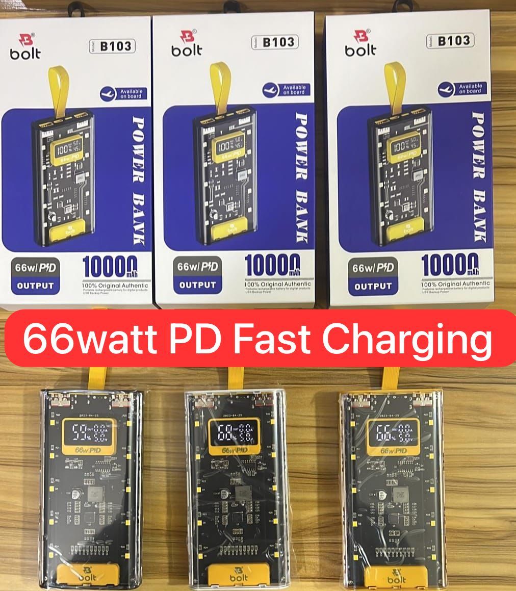 Bolt PowerBank B103 66watt PD Fast Charging Complete 10,000 mah - Oshi.pk - Buy & Sell Online
