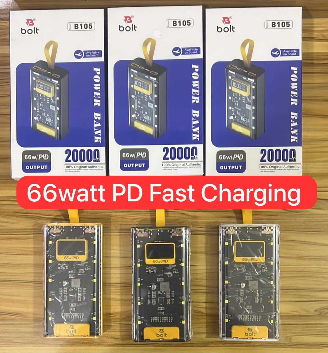 Bolt PowerBank B105 66watt PD Fast Charging Complete 20,000 mah - Oshi.pk - Buy & Sell Online