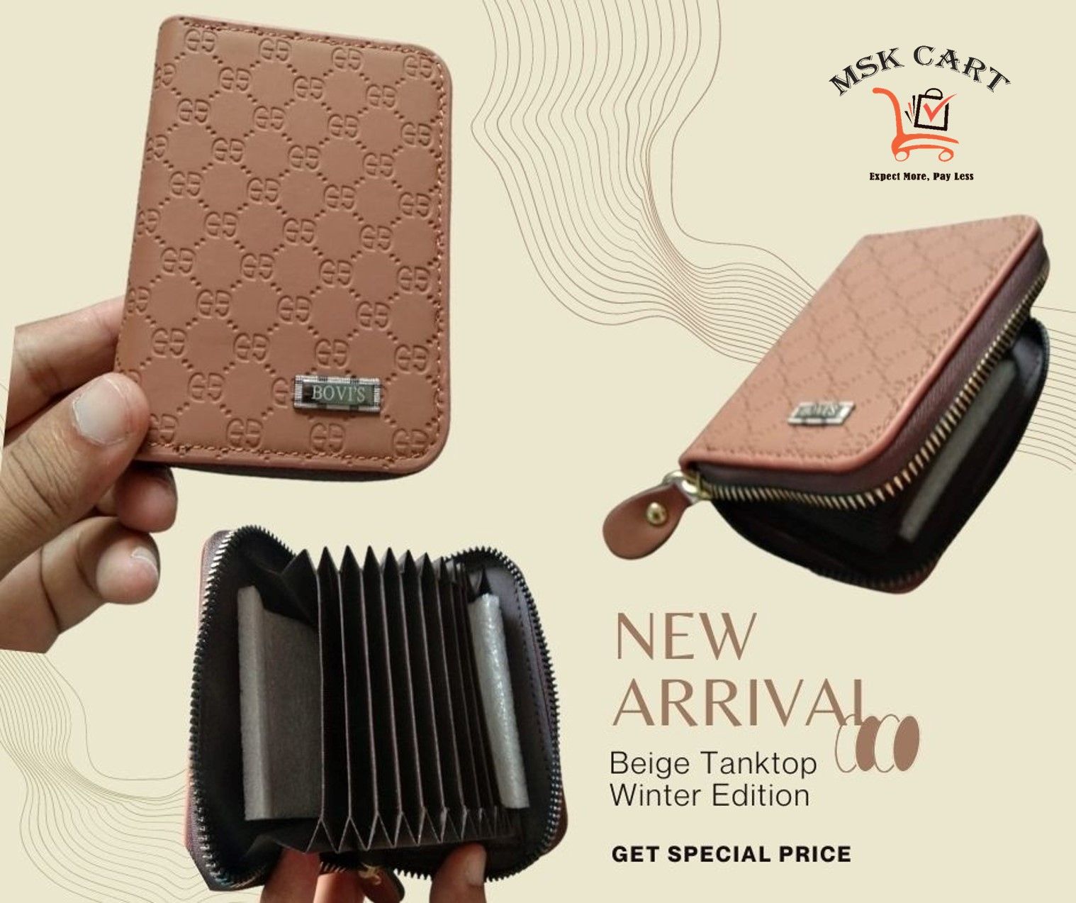 Bovi's Men's Genuine Leather Card Holder Storage Bags Blocking Zipper Thin Pocket - Oshi.pk - Buy & Sell Online