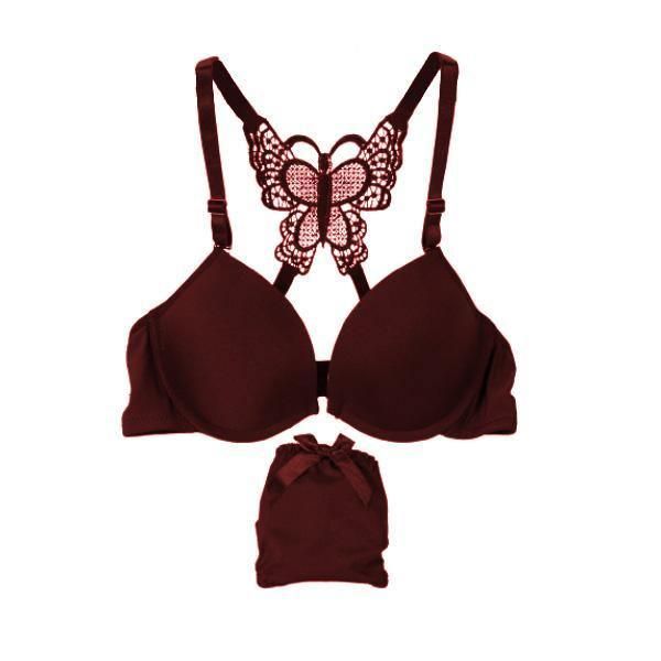 Sexy Lady Push Up Lingerie Bra Set Butterfly Back Latest Style Bra Panty Set