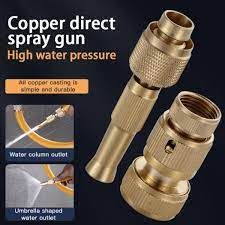 Brass Nozzle Water Spray Gun Jet Hose Nozzles Pipe High Pressure For Car,Bike,Window Cleaning Sprayer And Plants Gardening Washing (Without Pipe) Gold - Oshi.pk - Buy & Sell Online