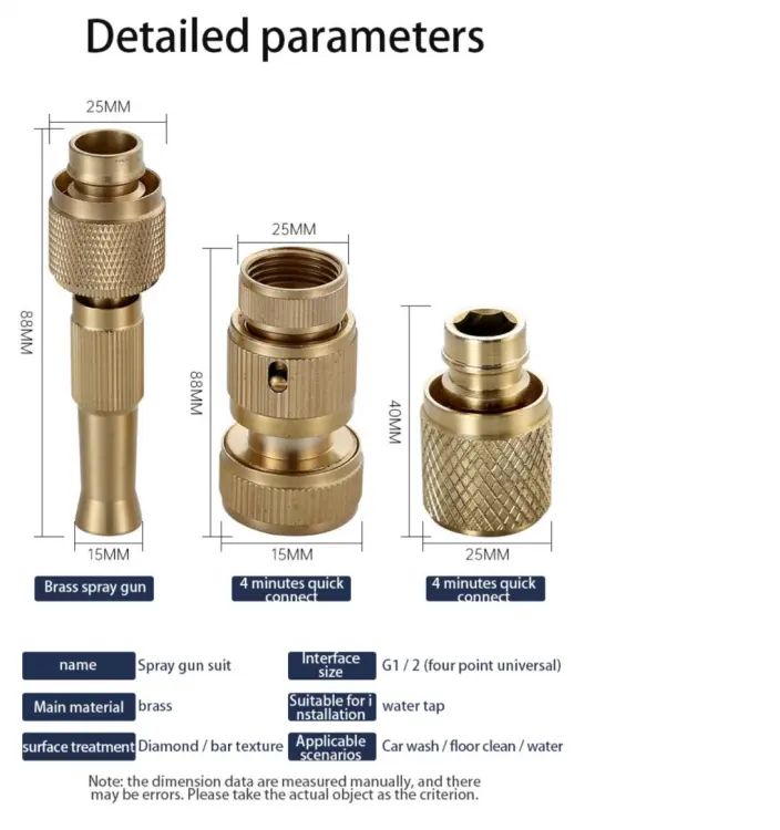 Brass Nozzle Water Spray Gun Jet Hose Nozzles Pipe High Pressure For Car,Bike,Window Cleaning Sprayer And Plants Gardening Washing (Without Pipe) Gold - Oshi.pk - Buy & Sell Online