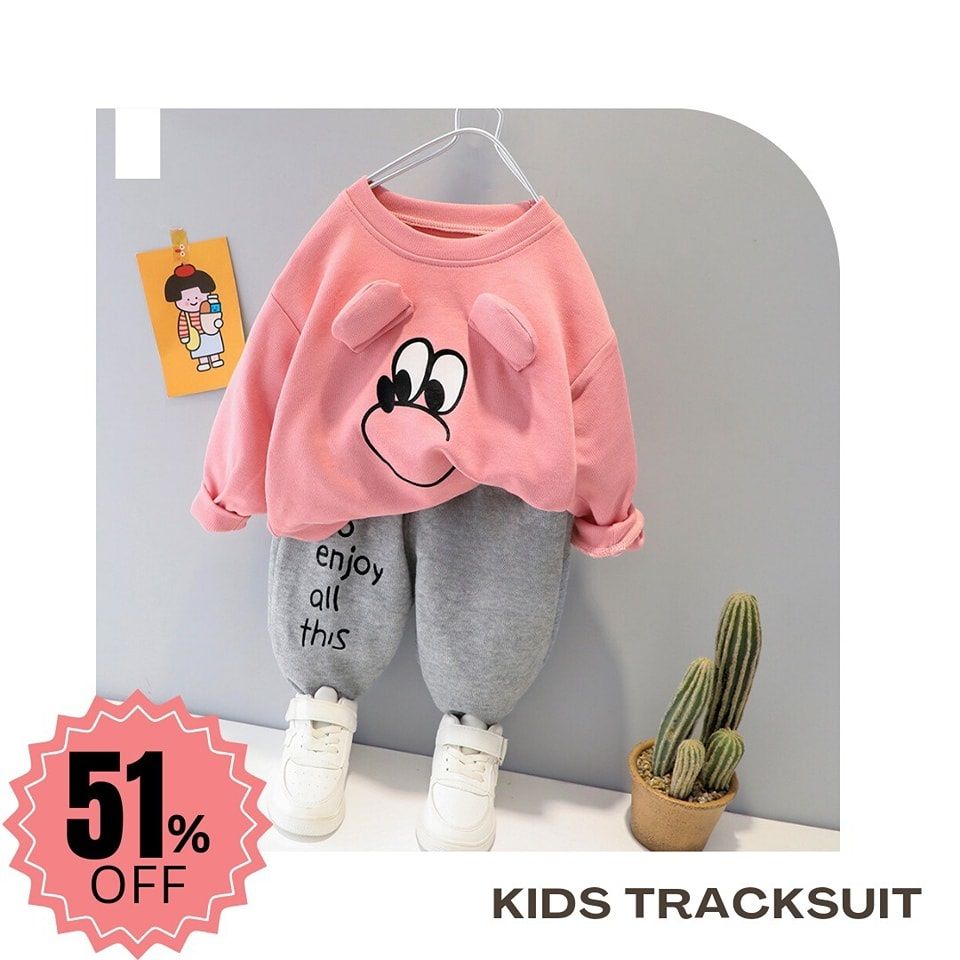 Pink Mickey Print Sweatshirt With Trouser Tracksuit For Kids - Oshi.pk - Buy & Sell Online