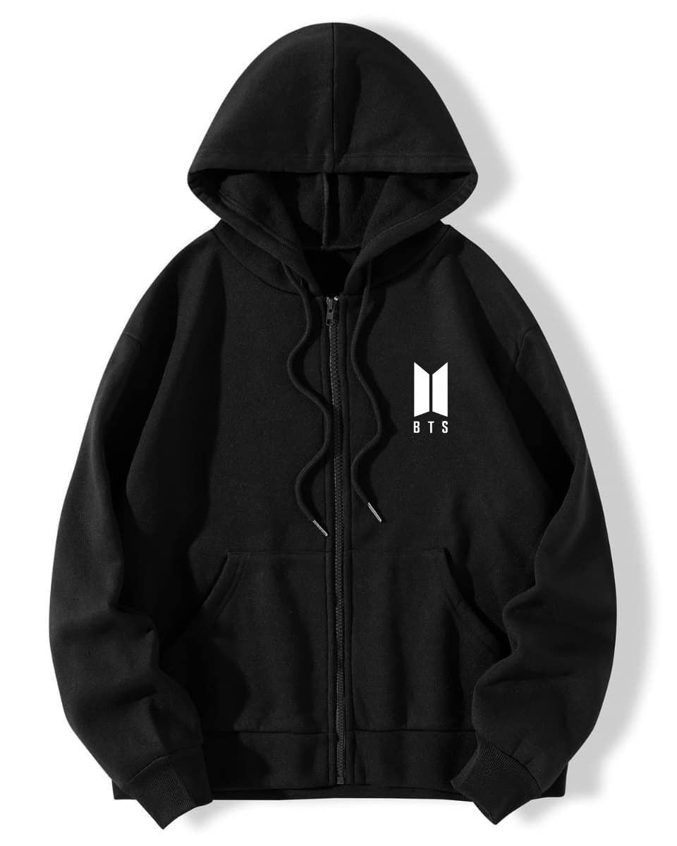 BTS Black Pullover zipper Hoodie - Oshi.pk - Buy & Sell Online