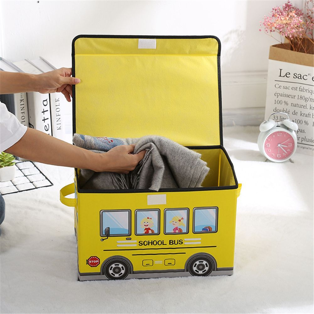 Bus Design Folding Storage Bins Quilt Basket Kid Toys Organizer Non Woven Storage Boxes Cabinet Wardrobe Storage Bags - Oshi.pk - Buy & Sell Online