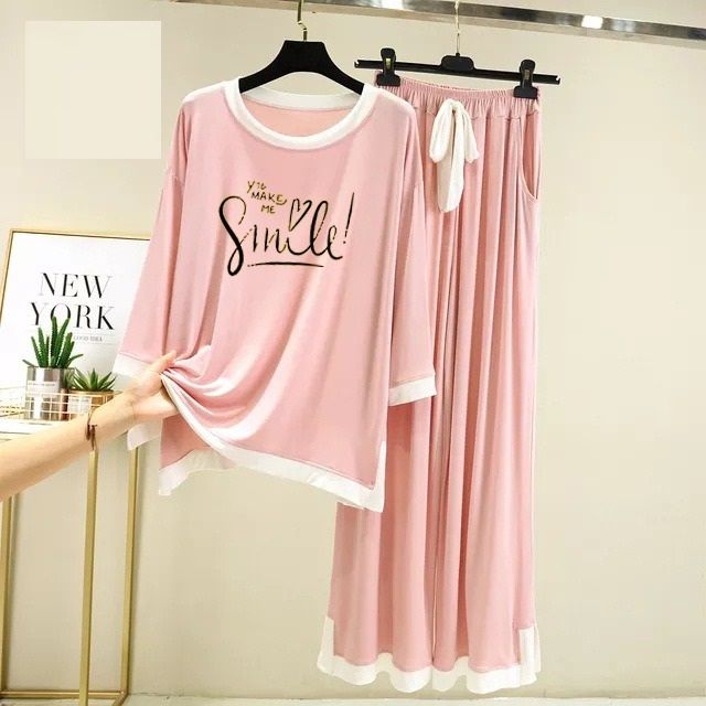 You Make Me Purple with White Round Neck with Palazzo Pajama Full Sleeves night suit for her - Oshi.pk - Buy & Sell Online