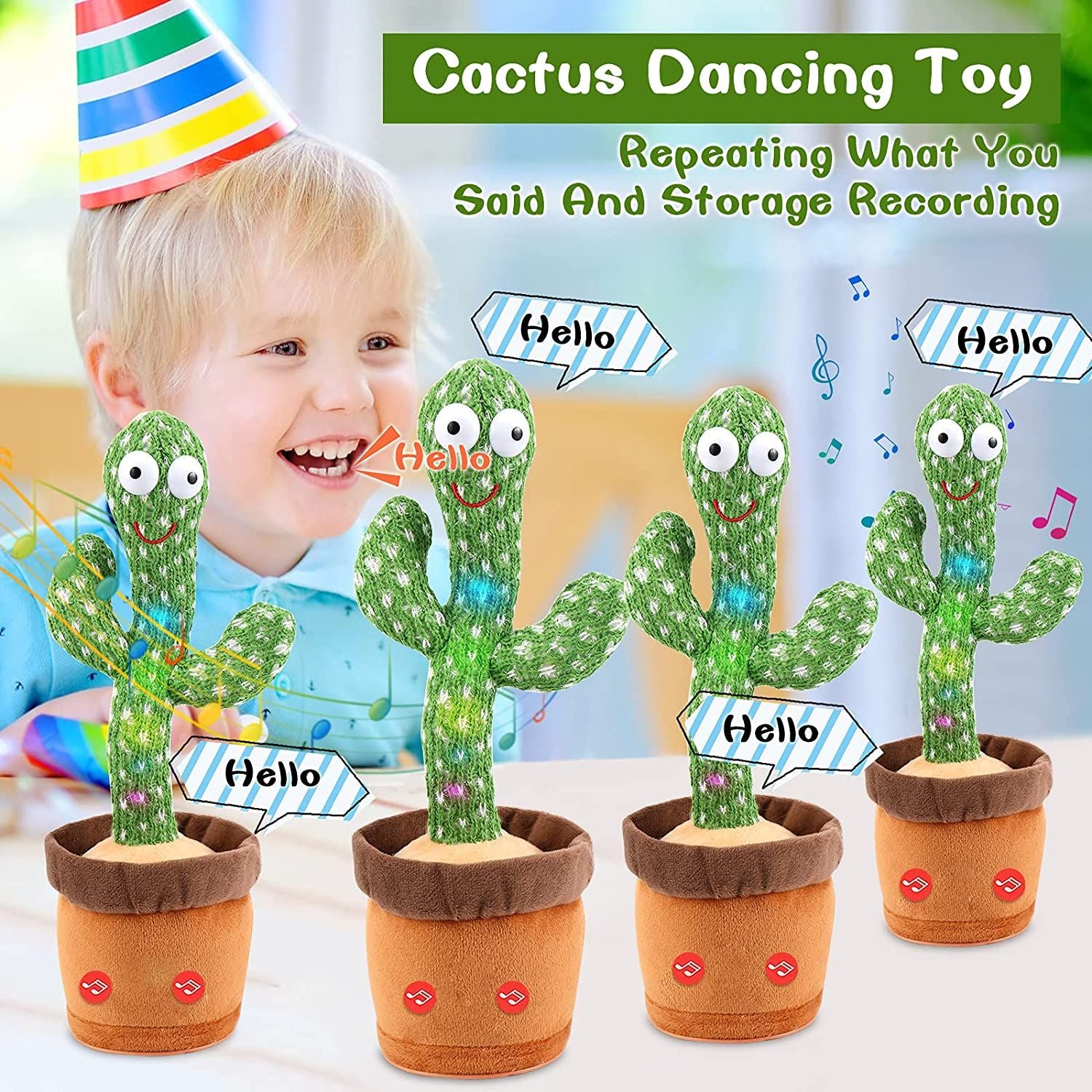 Cactus Funny Electronic Shaking Cactus Singing Dancing Cactus Cute Plush Toy Record Talk Stuffed Toy Cactus Doll With Music Children Stuffed Toy - Oshi.pk - Buy & Sell Online