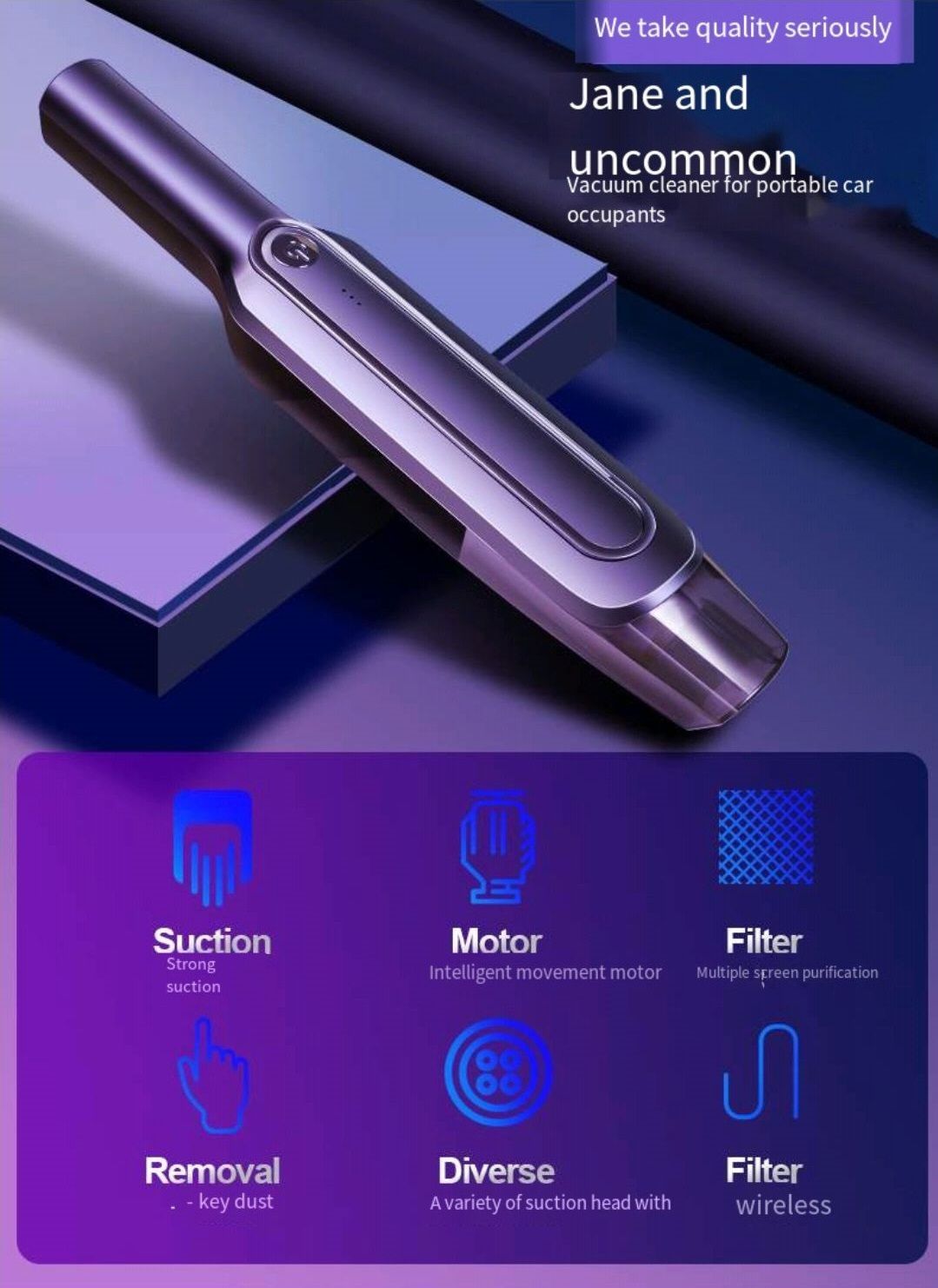 Car hand-held portable wireless vacuum cleaner Wet and dry high-power car vacuum cleaner for small cars - Oshi.pk - Buy & Sell Online