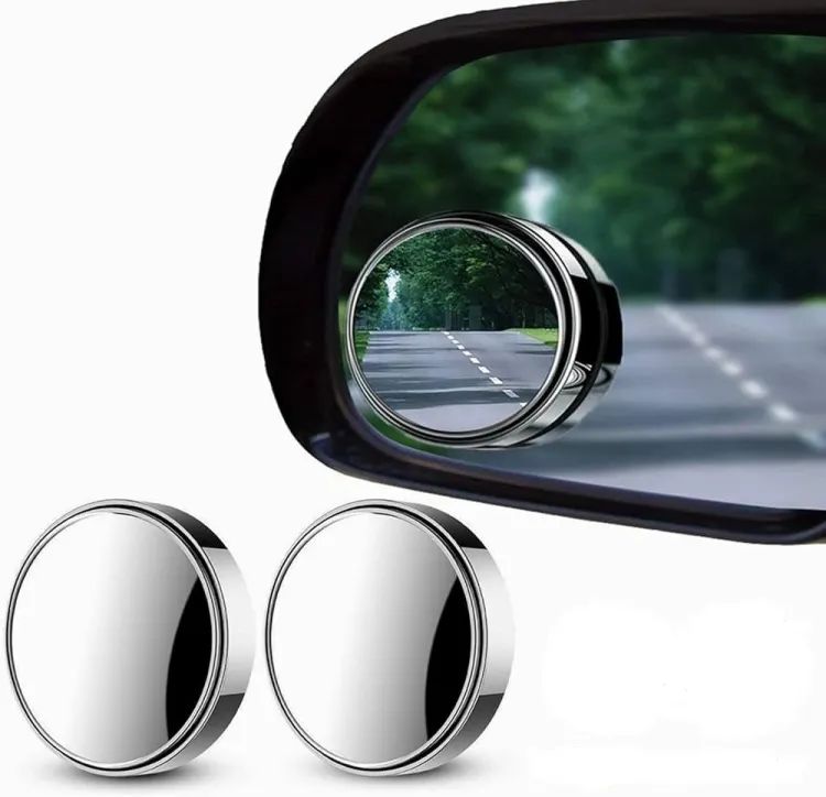 Car Round Mirror Original Glass Rear view Blind spot Side Mirror Wide angle 360 lens 2 pcs - Oshi.pk - Buy & Sell Online