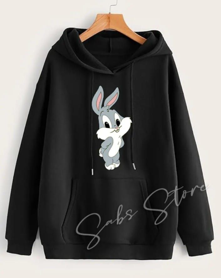 Casual Winter Wear Hoodie Bunny Printed Pull Over Hood - Oshi.pk - Buy & Sell Online