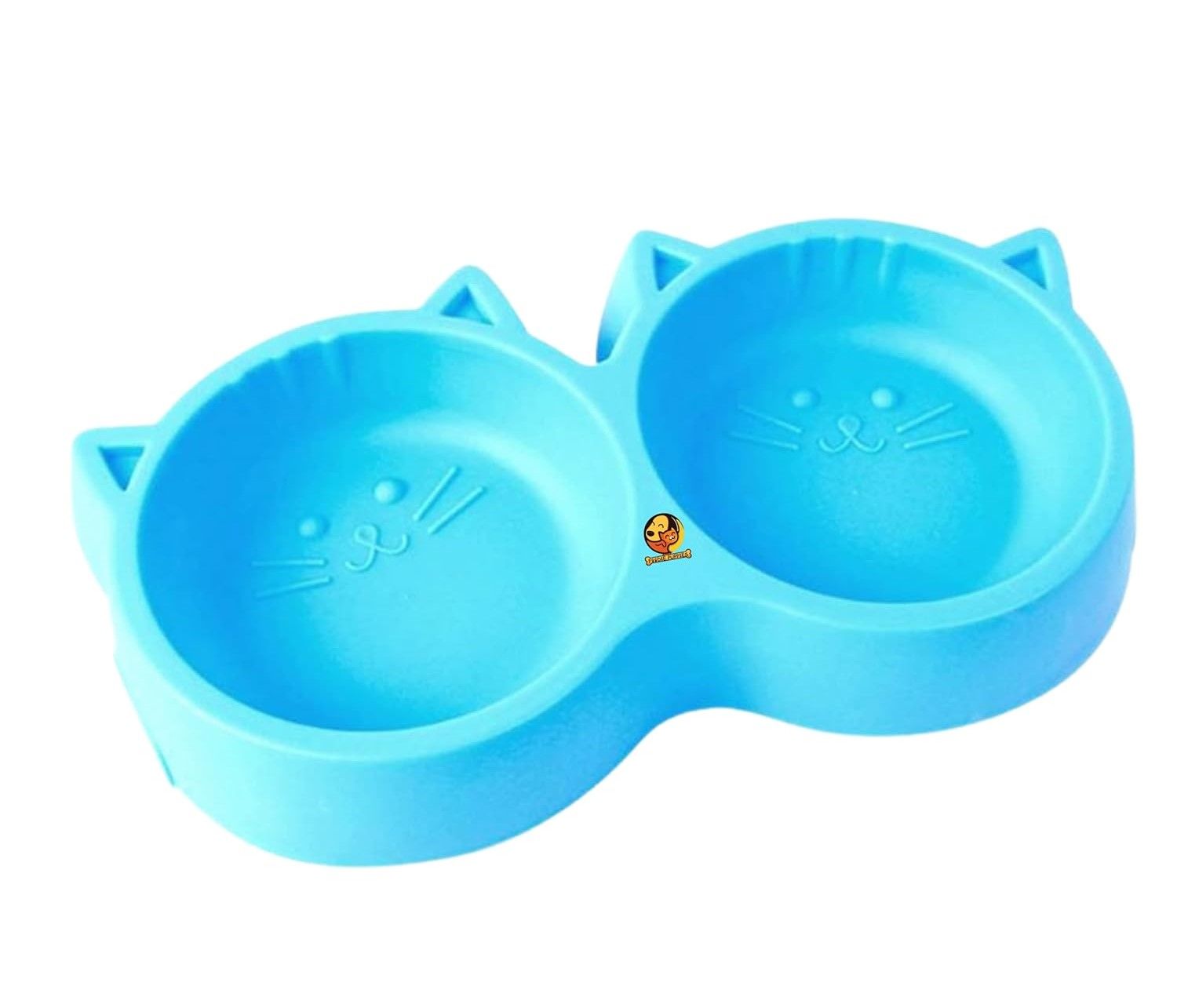 PACK 2 Cat Shaped Double food bowl Pet Plastic food bowl Foodie Puppies Pet Feeding Plastic Cat Face Shaped Double Bowl Food & Water Feed - Oshi.pk - Buy & Sell Online