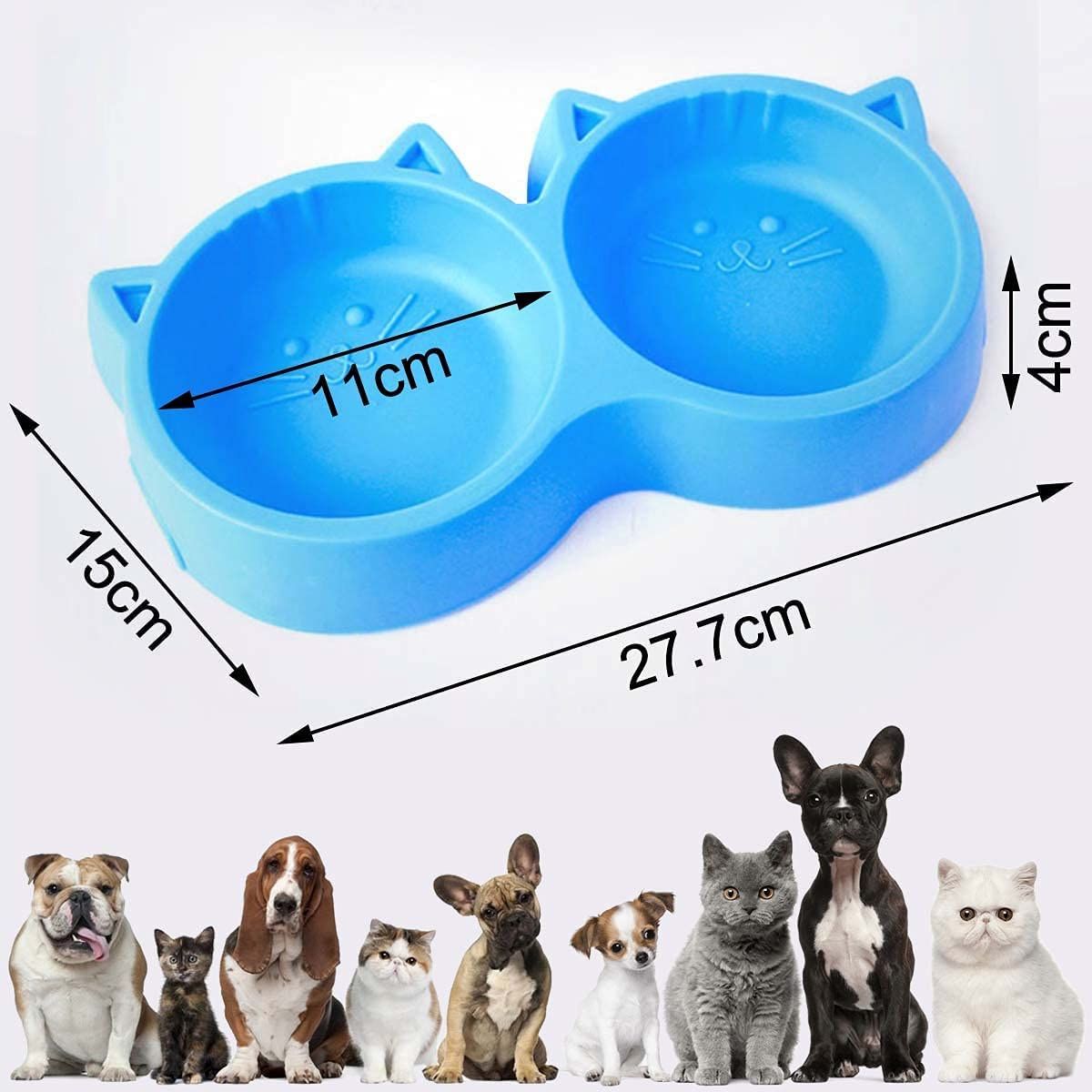 PACK 2 Cat Shaped Double food bowl Pet Plastic food bowl Foodie Puppies Pet Feeding Plastic Cat Face Shaped Double Bowl Food & Water Feed - Oshi.pk - Buy & Sell Online