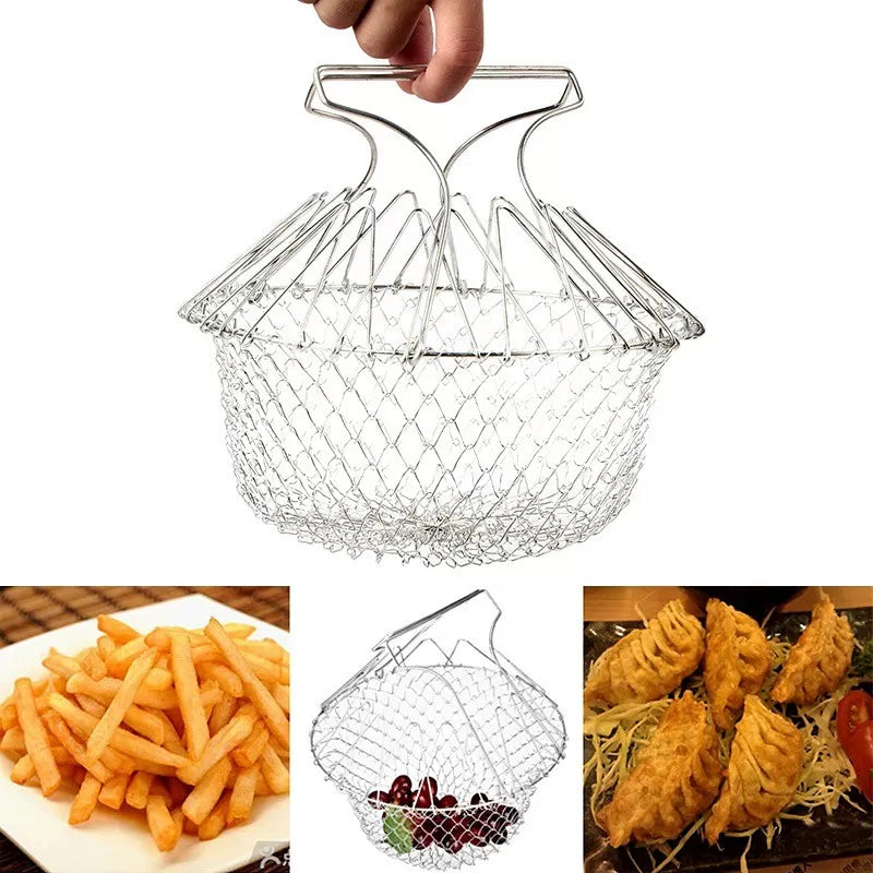 Chef Basket 2 in 1 Kitchen Tool - Frying Strainer , Boiler, Steamer, Strainer & Deep Fryer - Oshi.pk - Buy & Sell Online