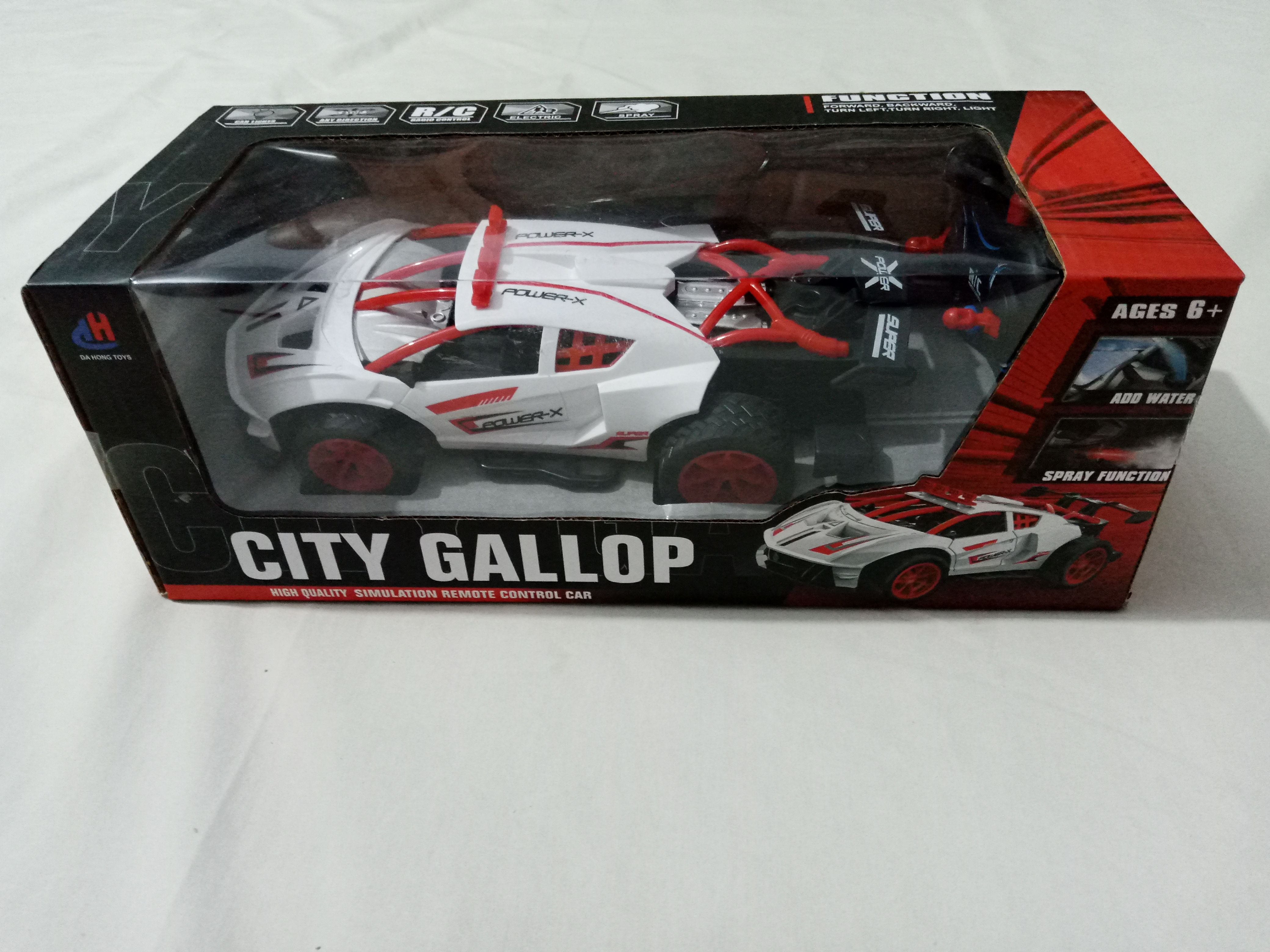 City Gallop Racing Car - Remote Control - Rechargeable Battery - Drop Water in and get Smoke - Oshi.pk - Buy & Sell Online