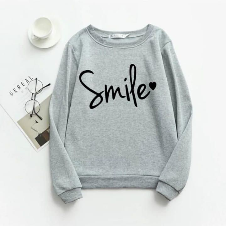 CLASSY SMILE HEART Thick & Fleece Fabric Rib Sweatshirt for Winter sweatshirt Fashion Wear for Women / Girls - Oshi.pk - Buy & Sell Online
