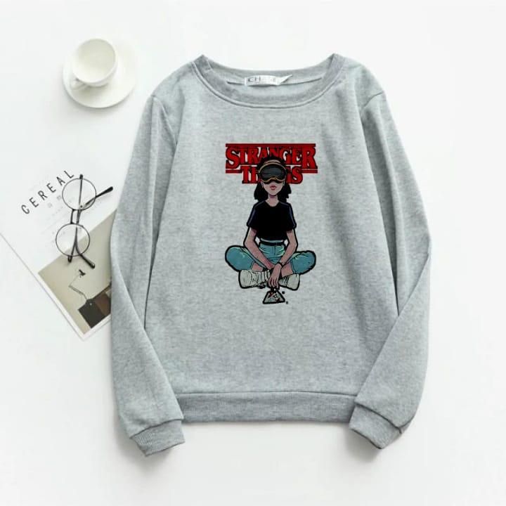 CLASSY STRANGER THINGS Tag Print Thick & Fleece Fabric Rib Sweatshirt for Winter sweatshirt Fashion Wear for Women / GirlS - Oshi.pk - Buy & Sell Online