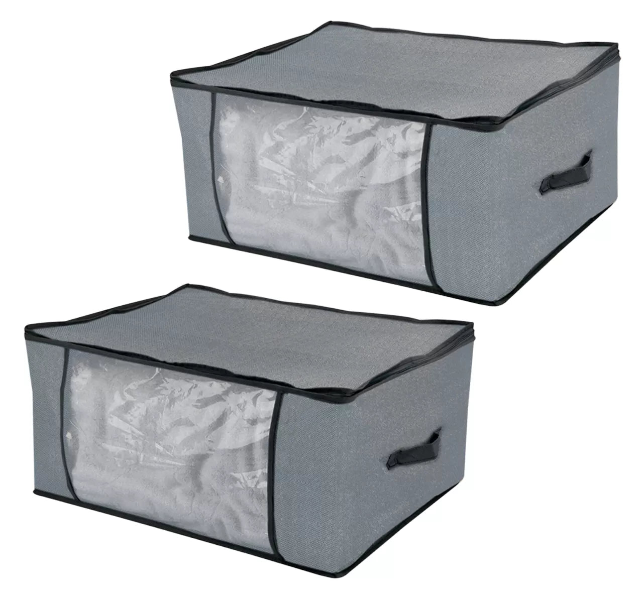 Clothes Storage Bag Organizer Bag Two-Way Zippers Water-resistant Wardrobe Space Saver High Quality Non-Woven Fabric- (Pack Of 2 ) - Oshi.pk - Buy & Sell Online