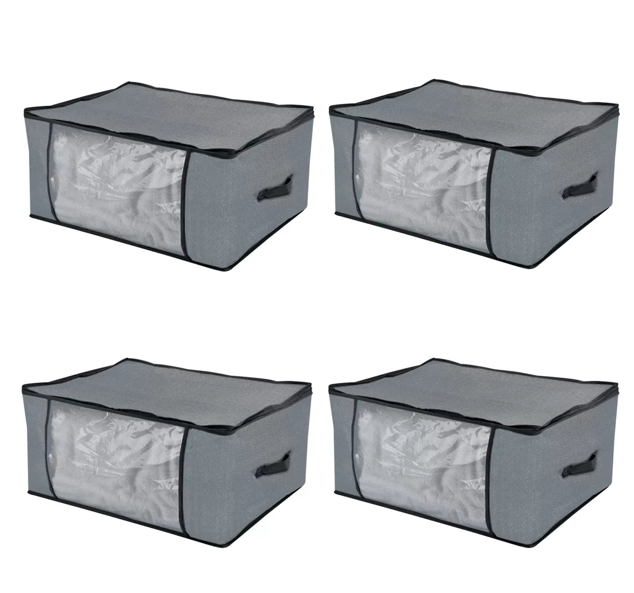 Clothes Storage Bag Organizer Bag Two-Way Zippers Water-resistant Wardrobe Space Saver High Quality Non-Woven Fabric- (Pack Of 4) - Oshi.pk - Buy & Sell Online