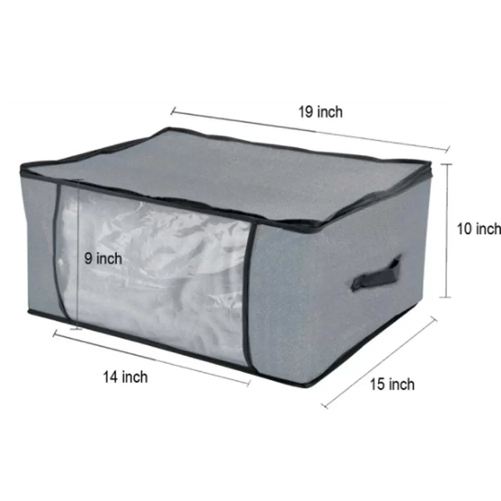 Clothes Storage Bag Organizer Bag Two-Way Zippers Water-resistant Wardrobe Space Saver High Quality Non-Woven Fabric- (Pack Of 4) - Oshi.pk - Buy & Sell Online