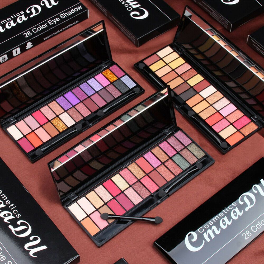 CmaaDU 28 Color Matte Eyeshadow Palette Glitter Eye Shadow Nude Makeup With Brush Highlighter Shimmer Make Up Pigment Cosmetics - Oshi.pk - Buy & Sell Online