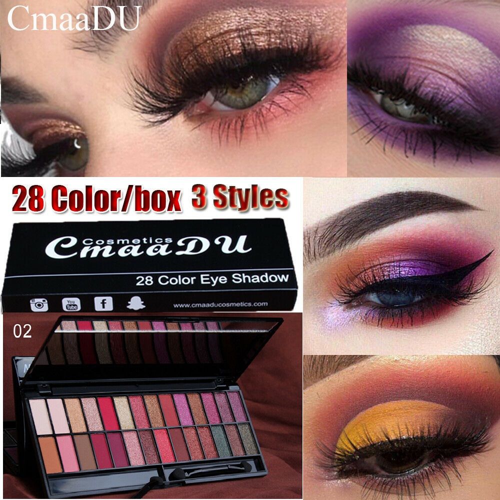 CmaaDU 28 Color Matte Eyeshadow Palette Glitter Eye Shadow Nude Makeup With Brush Highlighter Shimmer Make Up Pigment Cosmetics - Oshi.pk - Buy & Sell Online