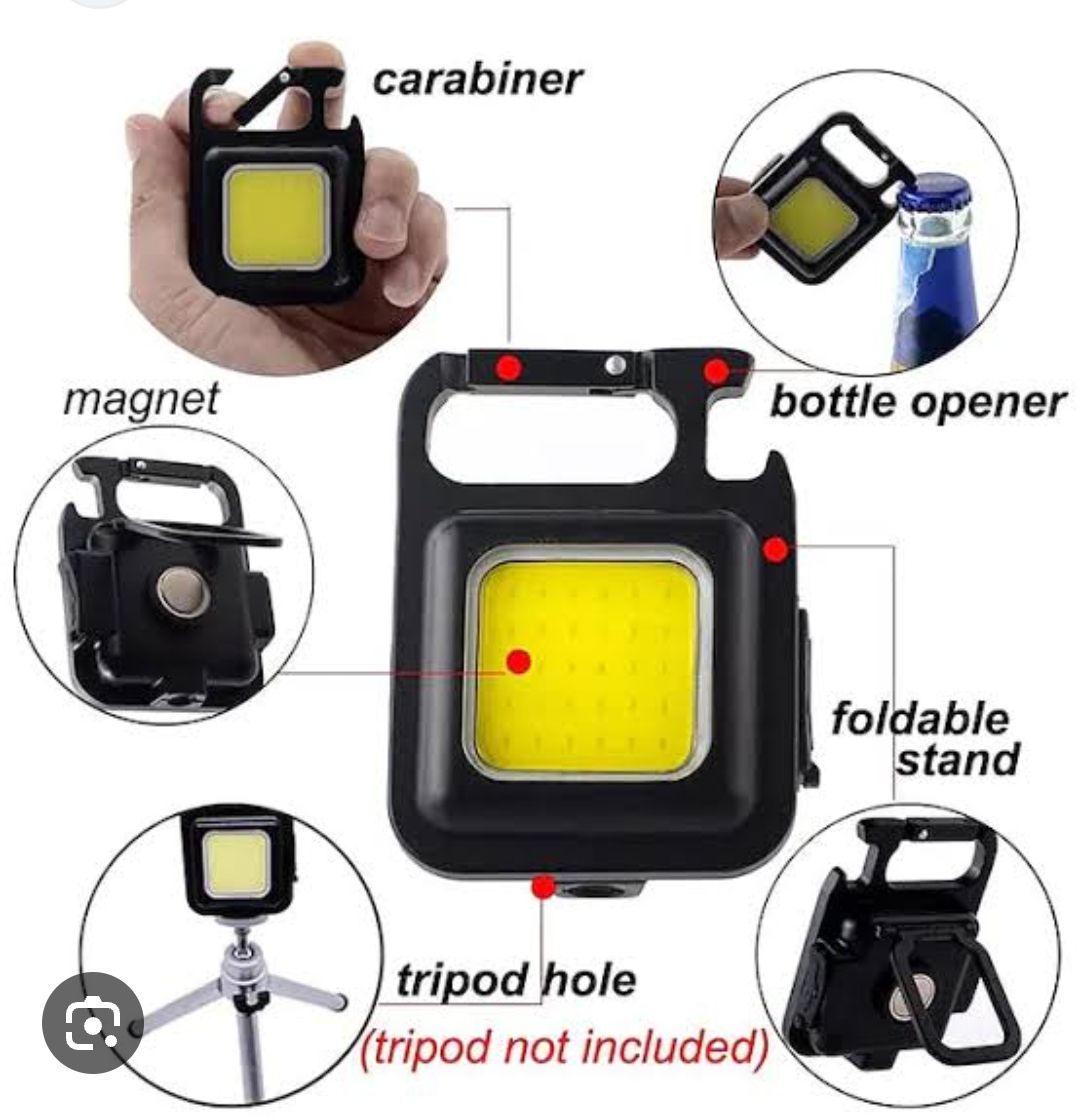 COB Rechargeable Keychain Mini Small Flashlight 3 Light Modes Portable Pocket Light with Folding Bracket Bottle Opener and Magnet Base for Fishing, Wa - Oshi.pk - Buy & Sell Online