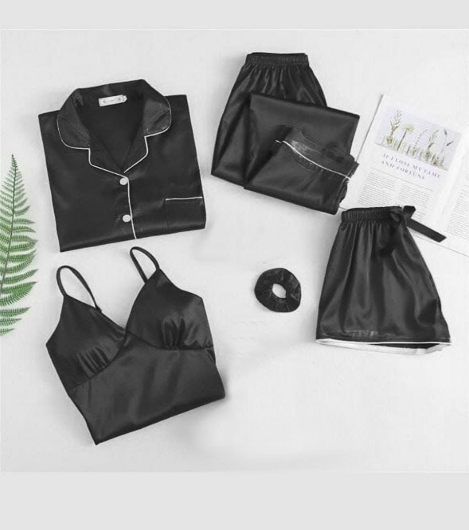 Collar Style 5-Pcs Stiched Silk Night-Suit. - Oshi.pk - Buy & Sell Online