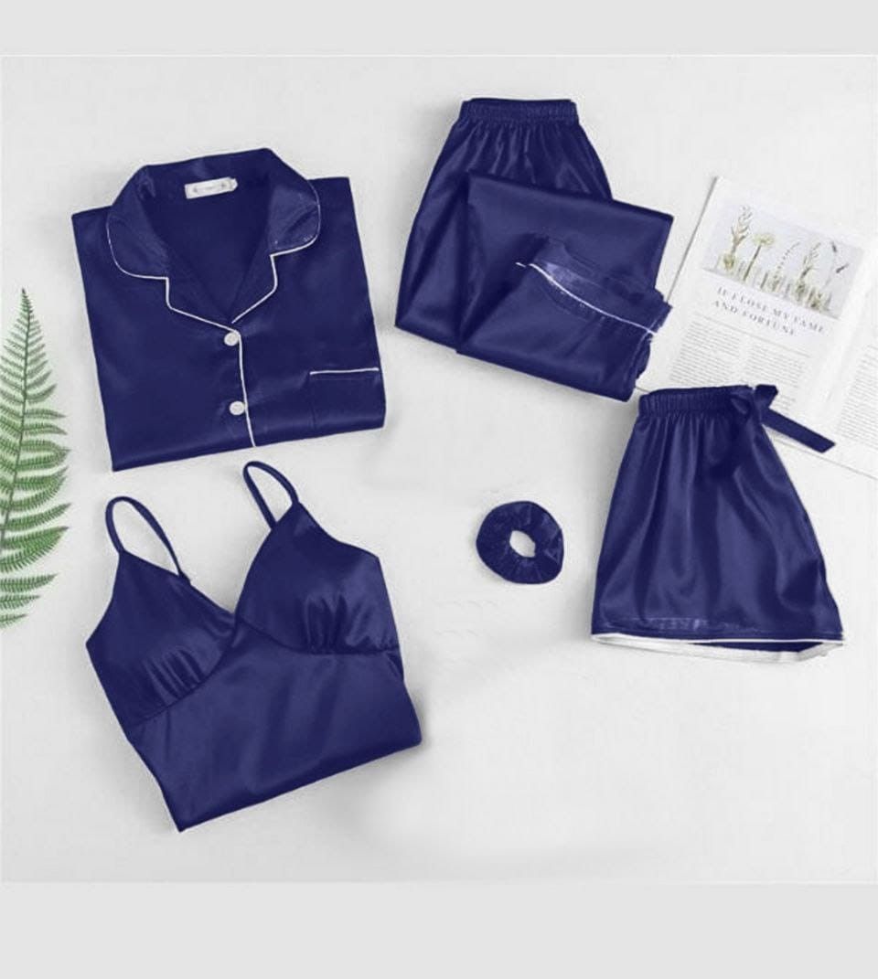 Collar Style 5-Pcs Stiched Silk Night-Suit. - Oshi.pk - Buy & Sell Online