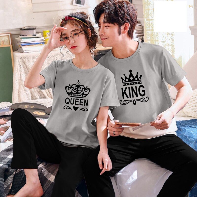 Couple King Queen Tshirt Pajama Half Sleeves Night Dress By Hk Oufits - Oshi.pk - Buy & Sell Online