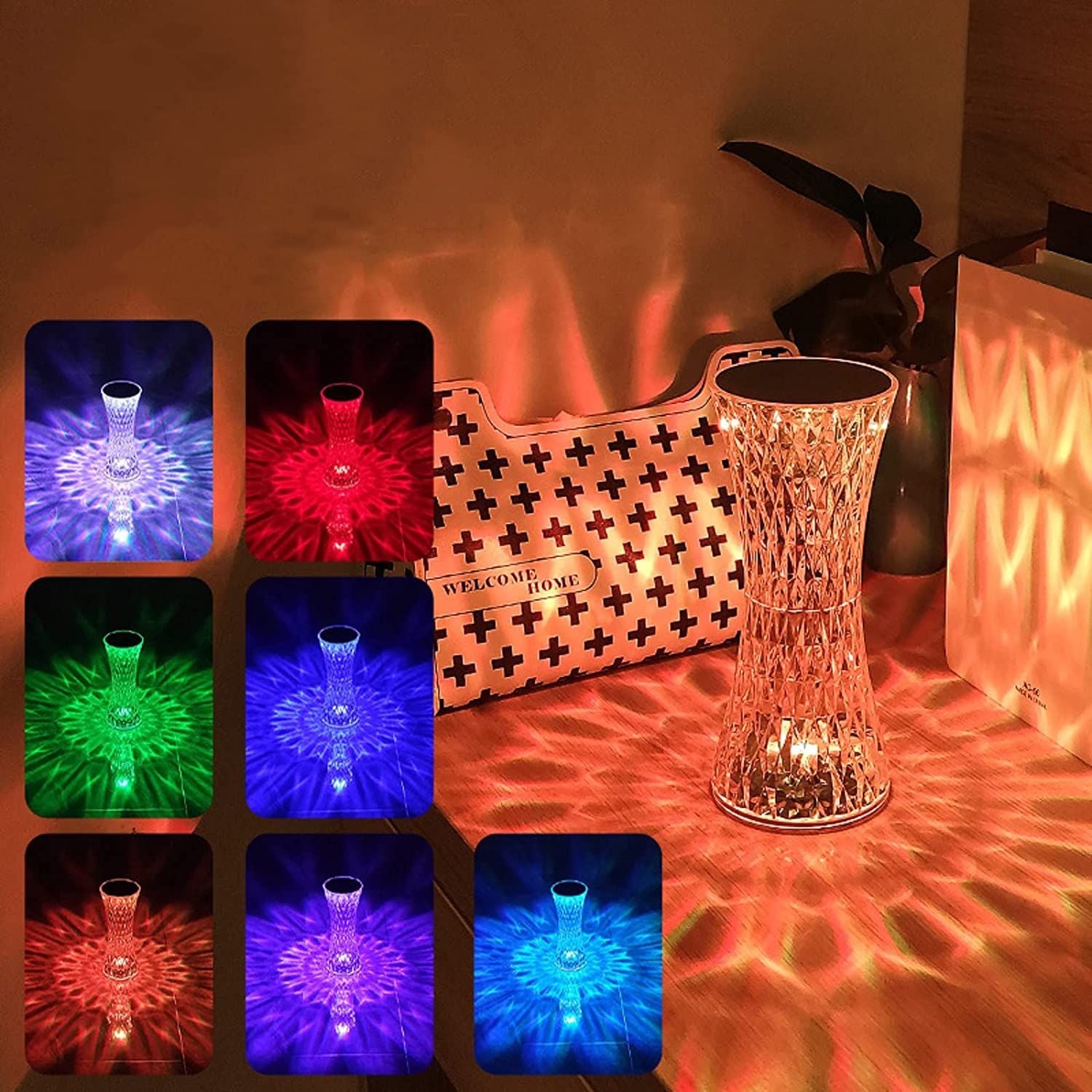 Crystal Table Lamp,16 Color Touch Control Rechargeable Lamp,Acrylic Remote Control Crystal Bedside Lamp,Portable Night Light,Room Decor Desk Lamp,Bedr - Oshi.pk - Buy & Sell Online