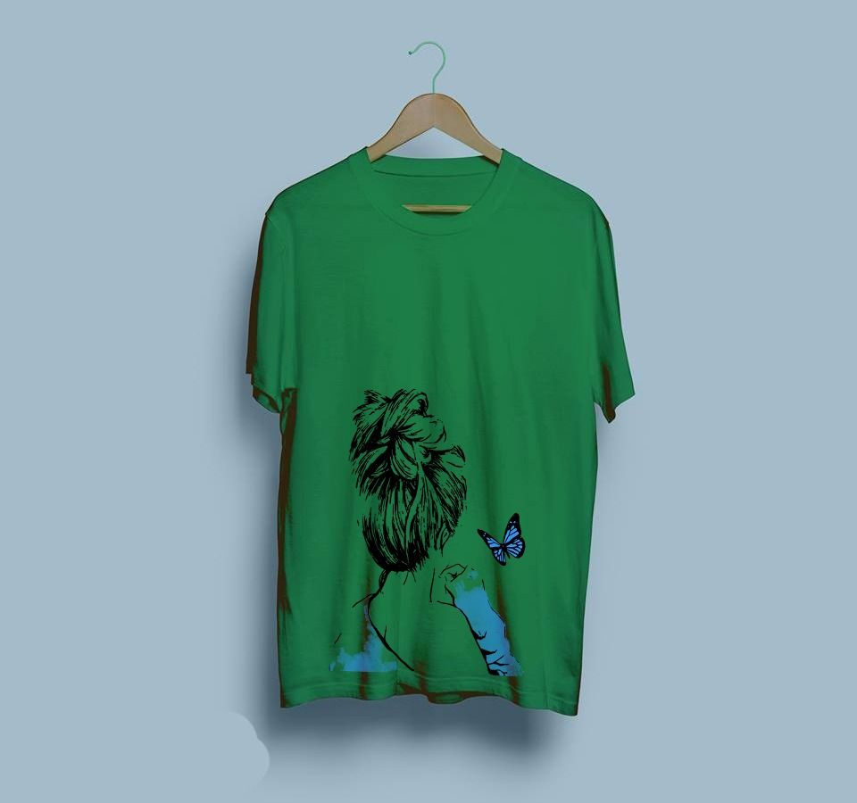 Cute Anime Aesthetic Girl Cotton Half Sleeves O Neck Green T Shirt For Women - Oshi.pk - Buy & Sell Online