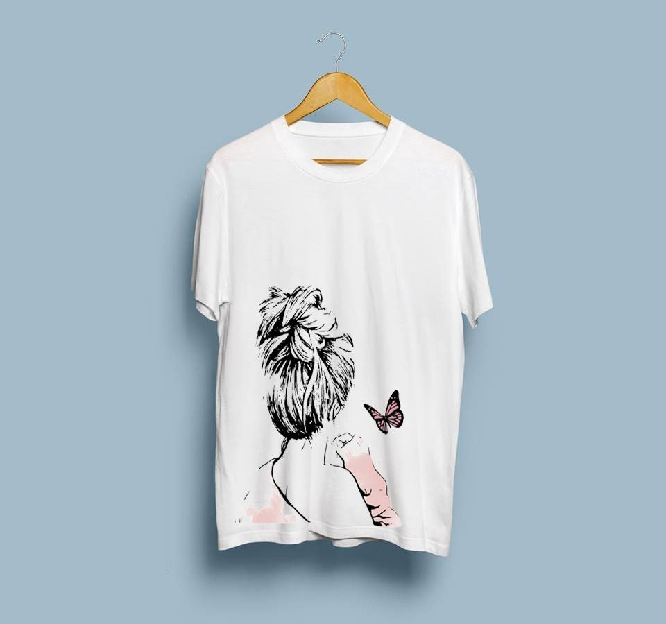 Cute Anime Aesthetic Girl Cotton Half Sleeves O Neck white T Shirt For Women - Oshi.pk - Buy & Sell Online