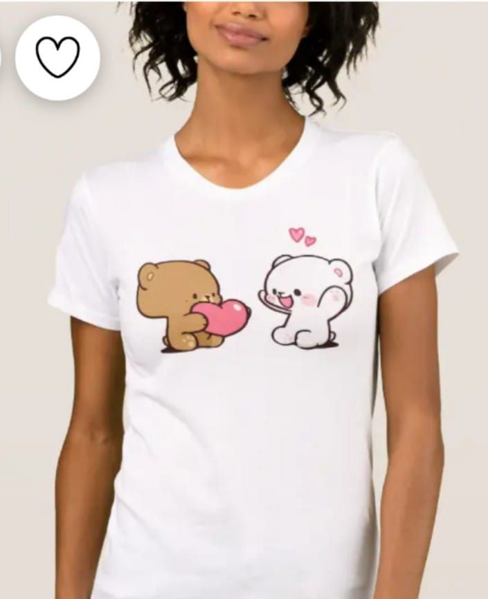 Cute Cartoon Printed Cotton Half Sleeves O Neck White T Shirt For Women - Oshi.pk - Buy & Sell Online
