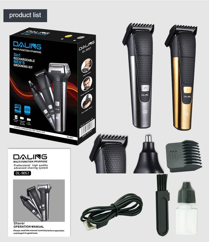 DALING 3 IN 1 MODEL 9057 multifunctional shaver / Ear and Nose Trimmer/ hair clipper for Men, Easy to Use, Cordless use LED display - Oshi.pk - Buy & Sell Online